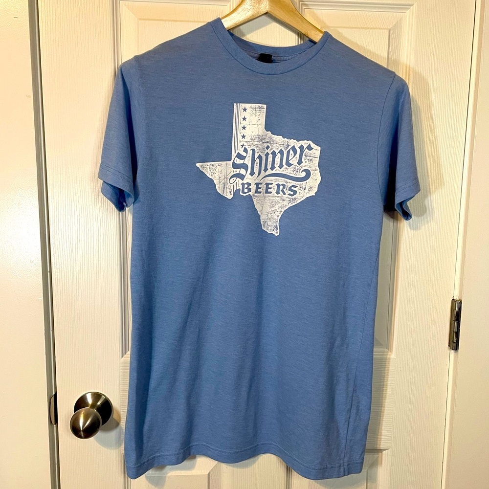 Tultex baby blue Shiner Beers Texas graphic tee sz M